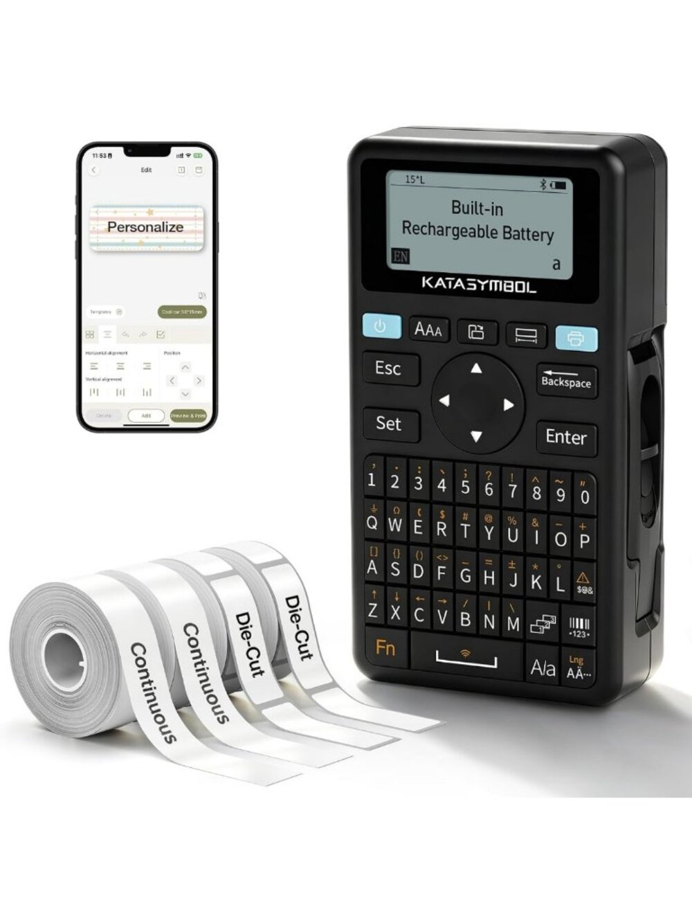 Bluetooth Label Maker Machine with Keyboard, 4 Tapes, Easy to Use, Portable
